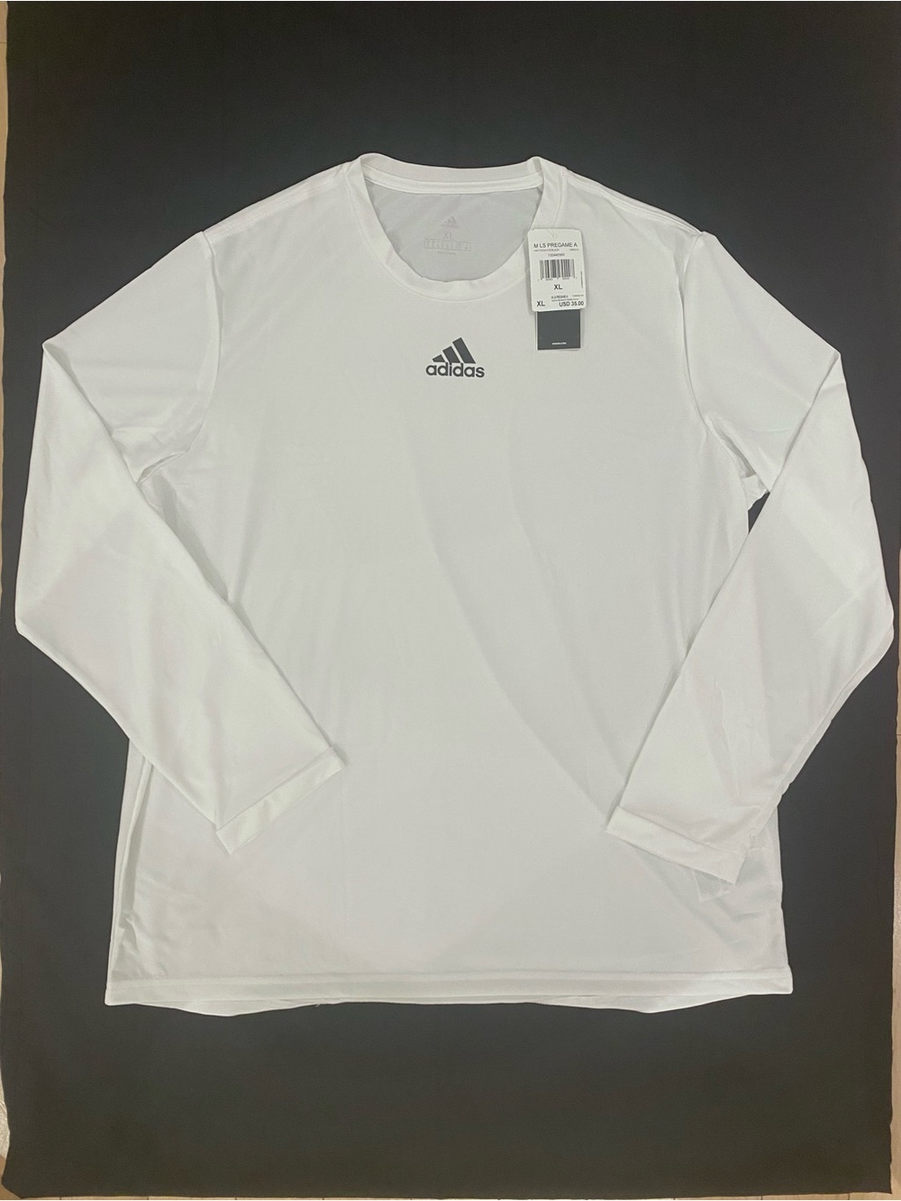NWT ADIDAS Men’s PreGame Regular Fit Badge Of Sport Long-Sleeve Tee Shirt HS9216